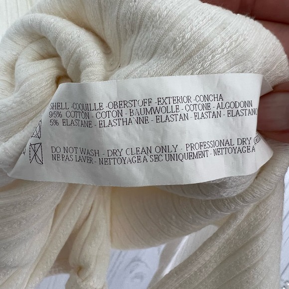 CAPULET Size S Prima White Knit Bodysuit Ribbed Long Sleeve Wrap Front Tie Top - Picture 12 of 13